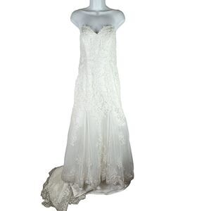 Kitty Chen Designer Wedding Dress Bridal Gown Angelique Size 12 with Veil
